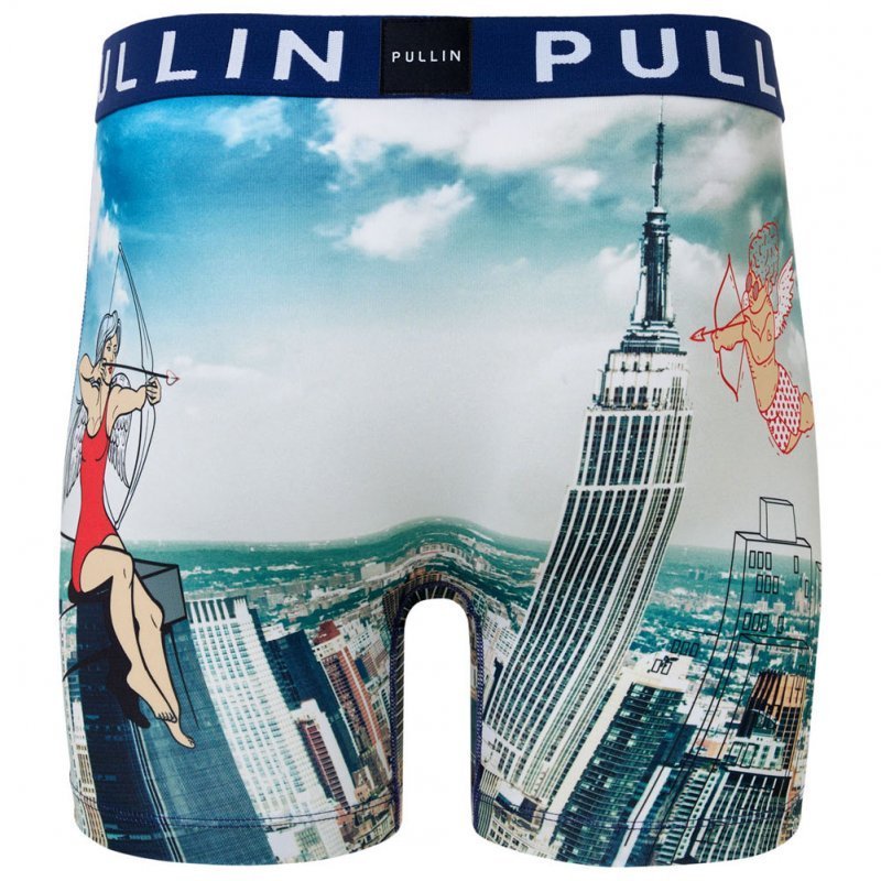 PULL IN Boxer Long Homme Microfibre BATTLENYC Bleu Blanc