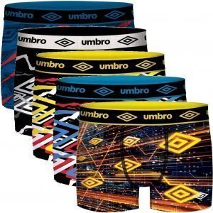 UMBRO Pack 5 Boxers Microficbre Homme SUBASS2 Noir Jaune Rouge Bleu