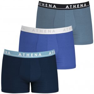 ATHENA Lot de 3 Boxers Homme Coton EASY COLOR Marine Bleu Gris