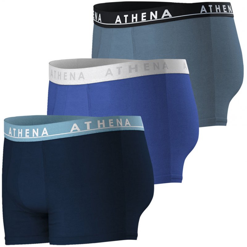 ATHENA Lot de 3 Boxers Homme Coton EASY COLOR Marine Bleu Gris
