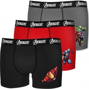 MARVEL Pack 3 Boxers Coton Garçon BCASS2 Gris Noir Rouge