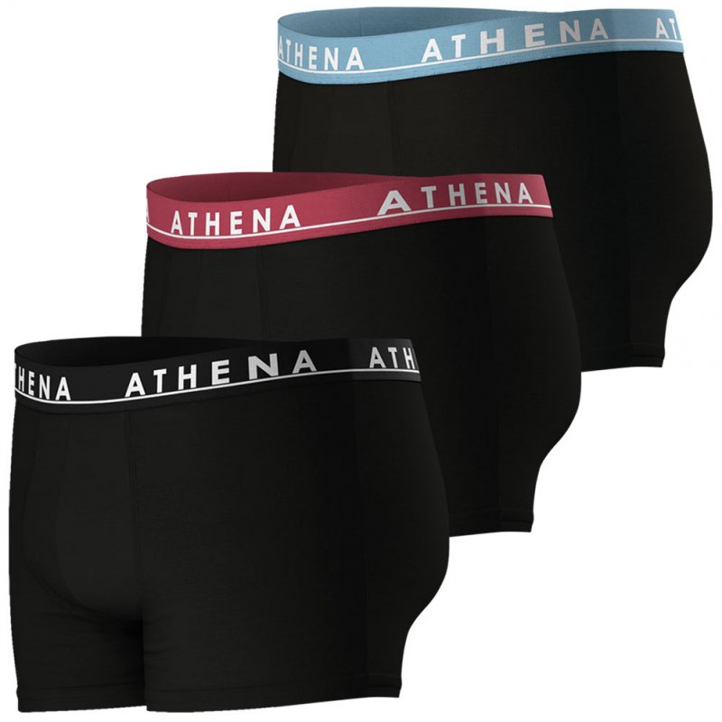ATHENA Lot de 3 Boxers Homme Coton EASY COLOR Noir