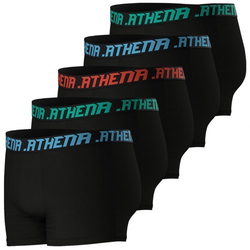 ATHENA Lot de 5 Boxers Homme Coton ECO PACK MODE Noir