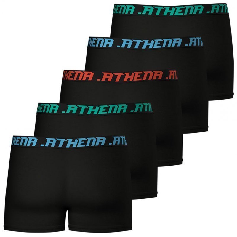 ATHENA Lot de 5 Boxers Homme Coton ECO PACK MODE Noir