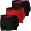 ATHENA Lot de 3 Boxers Homme Microfibre ECO PACK SPORT Noir Rouge