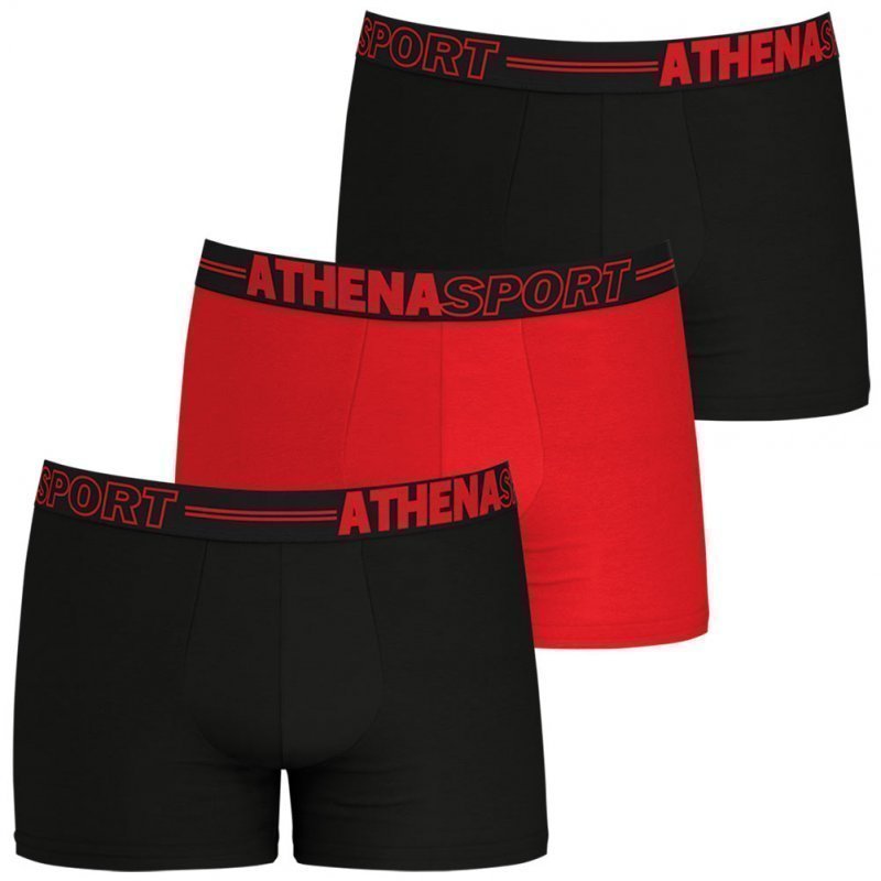 ATHENA Lot de 3 Boxers Homme Microfibre ECO PACK SPORT Noir Rouge