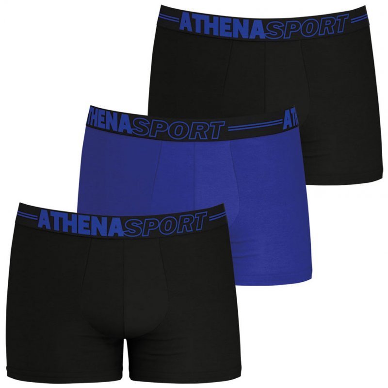 ATHENA Lot de 3 Boxers Homme Microfibre ECO PACK SPORT Noir Bleu