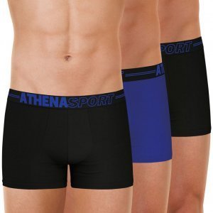 ATHENA Lot de 3 Boxers Homme Microfibre ECO PACK SPORT Noir Bleu