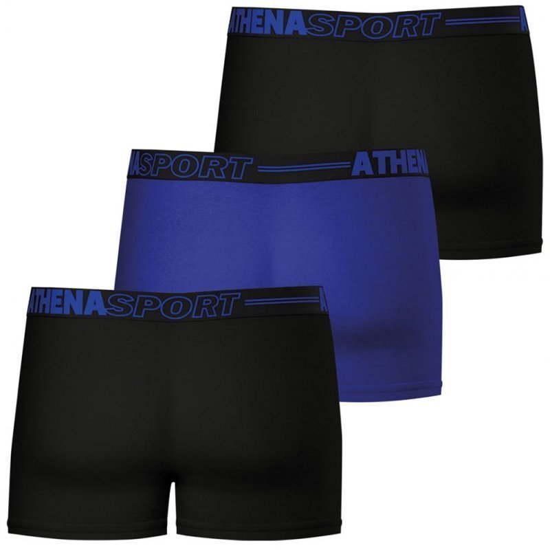 ATHENA Lot de 3 Boxers Homme Microfibre ECO PACK SPORT Noir Bleu