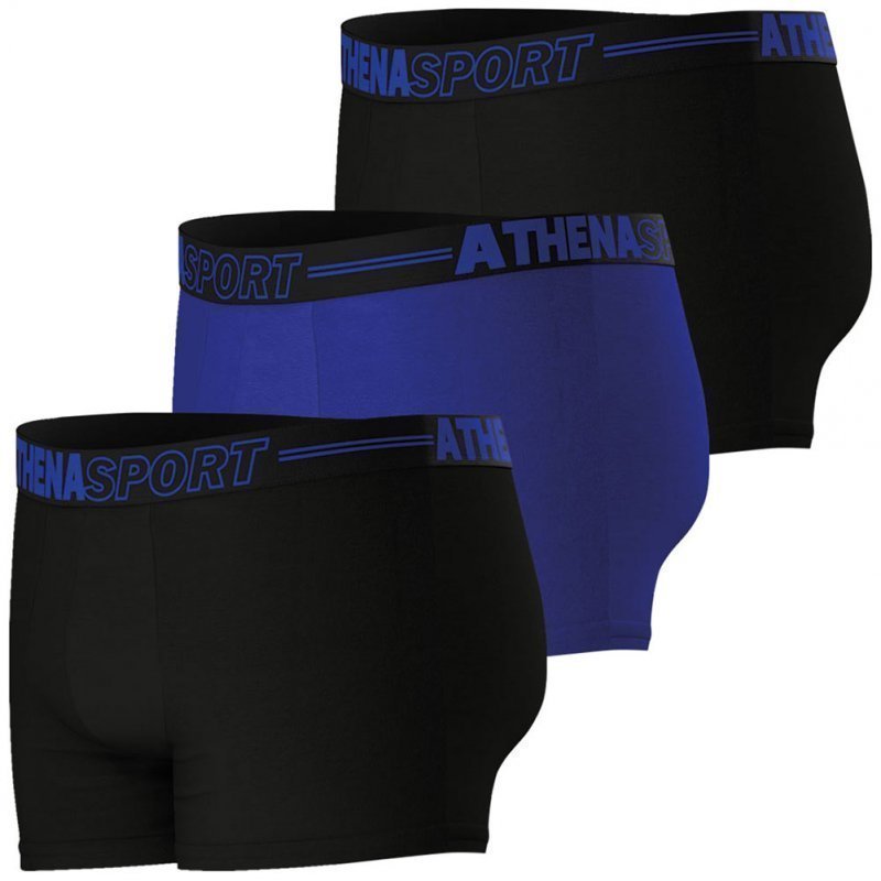 ATHENA Lot de 3 Boxers Homme Microfibre ECO PACK SPORT Noir Bleu
