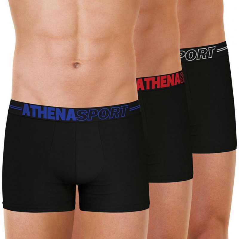 LOT DE 3 Boxer Sous-vêtements Homme ECOPACK SPORT Noir et Bleu