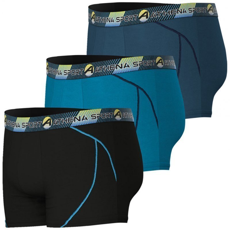 ATHENA Lot de 3 Boxers Homme Microfibre TRAINING DRY Noir Lac Croisière