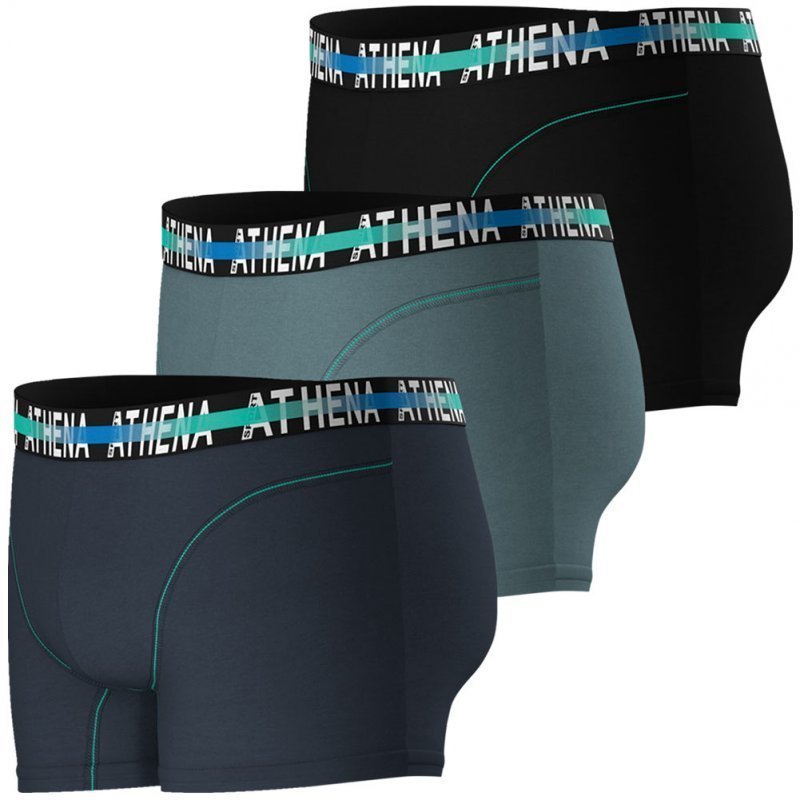 ATHENA 3 Boxers Homme Coton ENDURANCE 24H Bleu jean Gris Noir