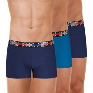 ATHENA Lot de 3 Boxers Homme Coton ENDURANCE 24H Marine Bleu