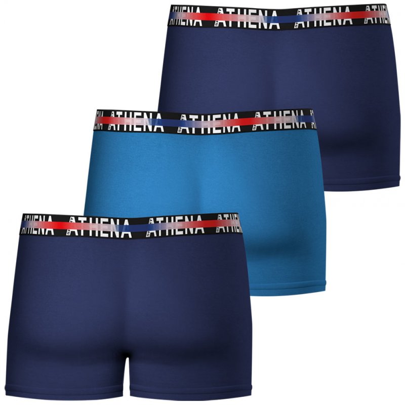 ATHENA Lot de 3 Boxers Homme Coton ENDURANCE 24H Marine Bleu