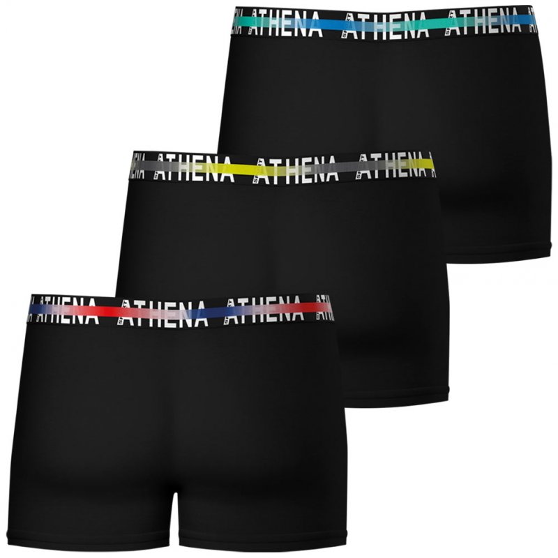 ATHENA Lot de 3 Boxers Homme Coton ENDURANCE 24H Noir Rouge, Jaune Vert