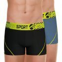 ATHENA Lot de 2 Boxers Homme Microfibre AIR Performance Gris Jaune