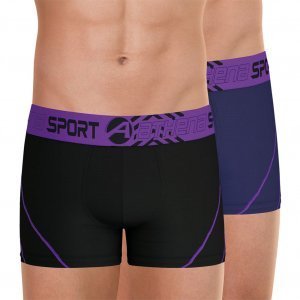 ATHENA Lot de 2 Boxers Homme Microfibre AIR Performance Noir Violet