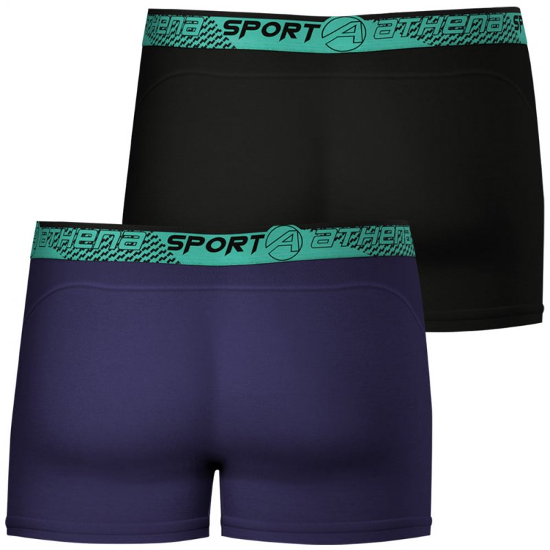 ATHENA Lot de 2 Boxers Homme Microfibre RUNNING Noir Marine Vert