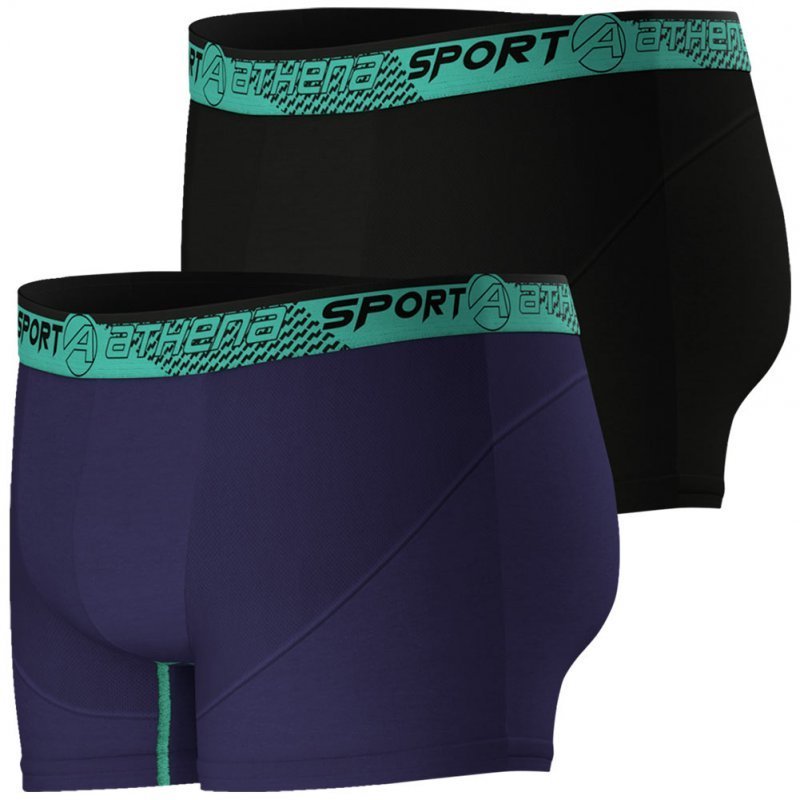 ATHENA Lot de 2 Boxers Homme Microfibre RUNNING Noir Marine Vert