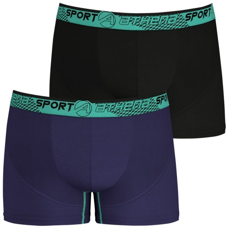 ATHENA Lot de 2 Boxers Homme Microfibre RUNNING Noir Marine Vert