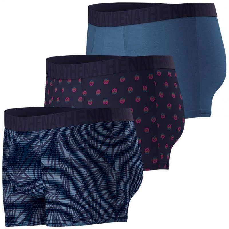 ATHENA Lot de 3 Boxers Homme Coton EASY FUN Feuille Palmier Bleu