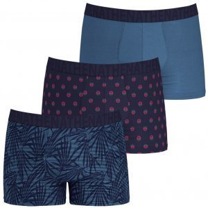 ATHENA Lot de 3 Boxers Homme Coton EASY FUN Feuille Palmier Bleu