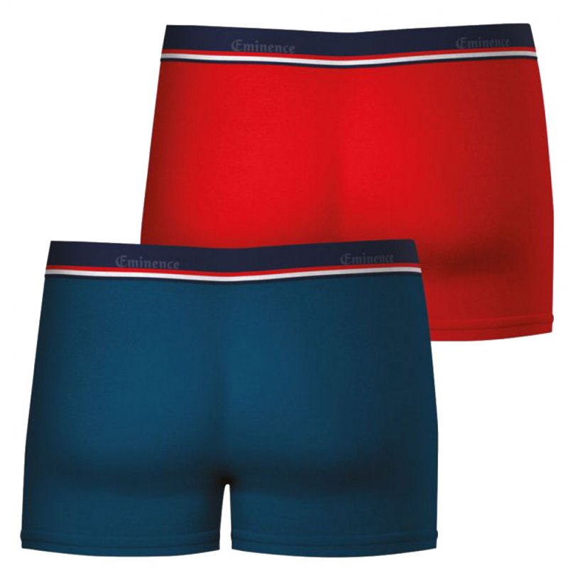 EMINENCE Lot de 2 Boxers Homme Coton FAIT EN FRANCE Bleu Rouge