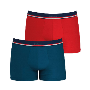 EMINENCE Lot de 2 Boxers Homme Coton FAIT EN FRANCE Bleu Rouge