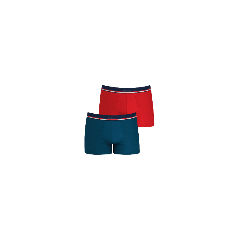 EMINENCE Lot de 2 Boxers Homme Coton FAIT EN FRANCE Bleu Rouge