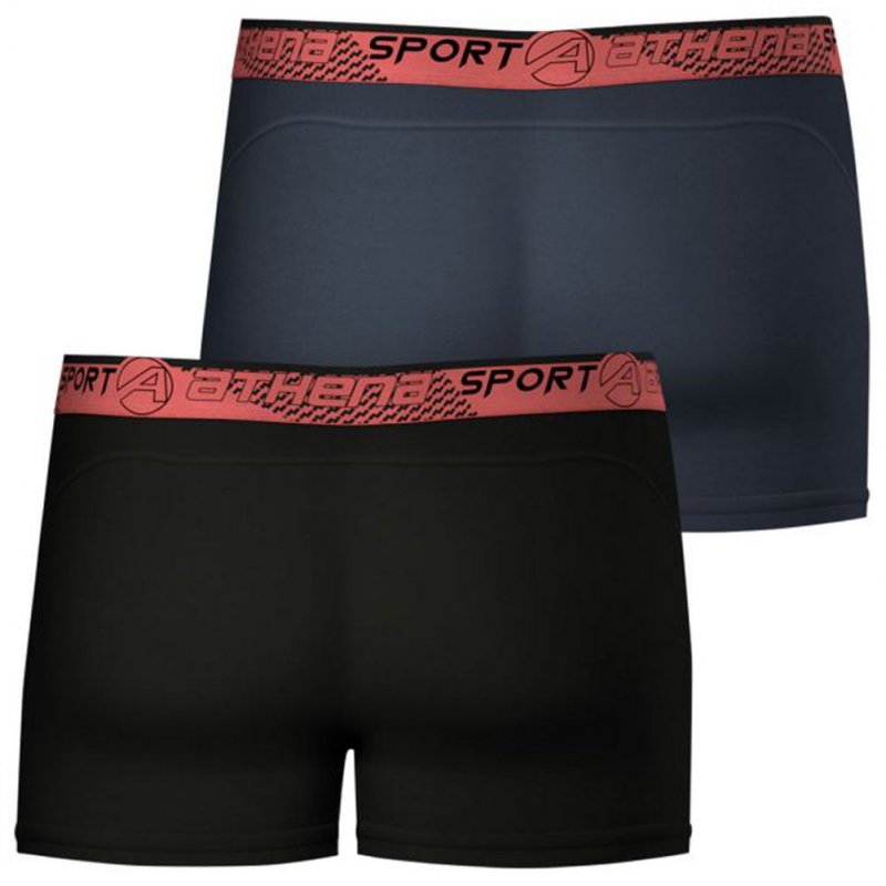 ATHENA Lot de 2 Boxers Homme Microfibre RUNNING Noir Gris