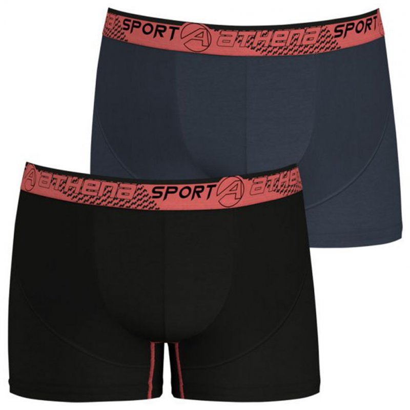 ATHENA Lot de 2 Boxers Homme Microfibre RUNNING Noir Gris