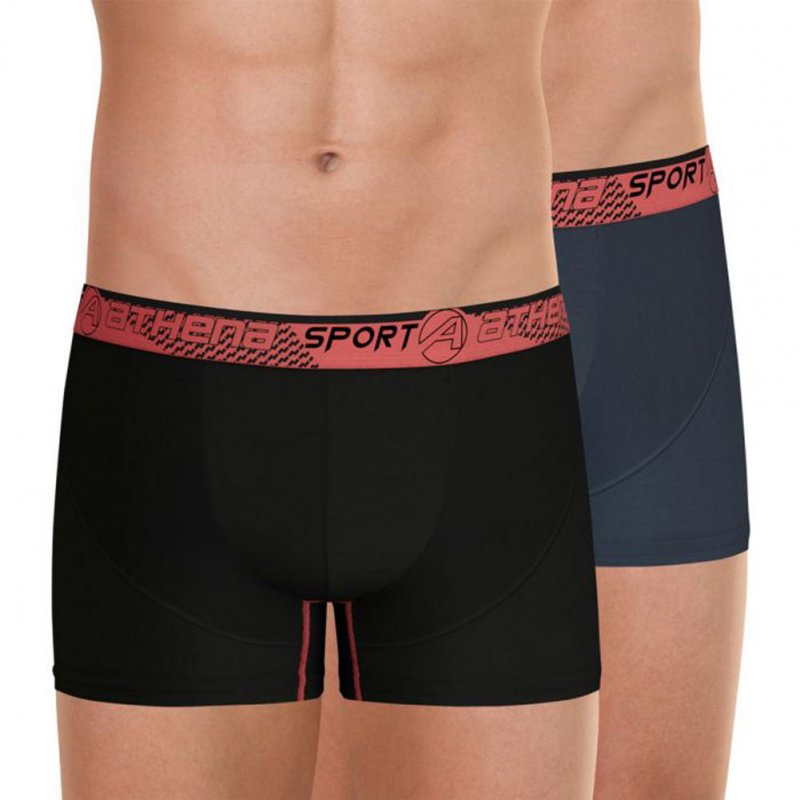 ATHENA Lot de 2 Boxers Homme Microfibre RUNNING Noir Gris