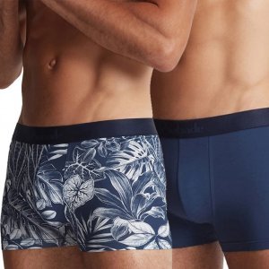 AUBADEMEN Lot de 2 Boxers Homme Coton Modal DUO INKL Marine Bleu