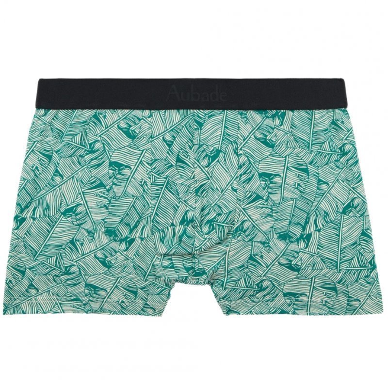 AUBADEMEN Boxer Homme Coton Modal GREP Vert Blanc