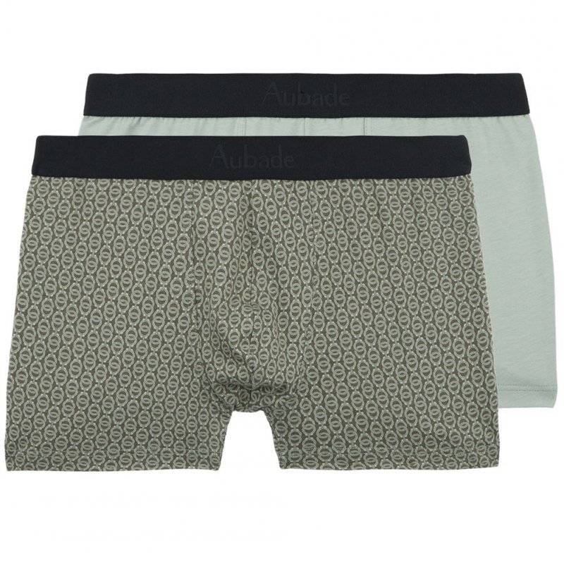 AUBADEMEN Lot de 2 Boxers Homme Coton Modal DUO MEKA Vert Noir