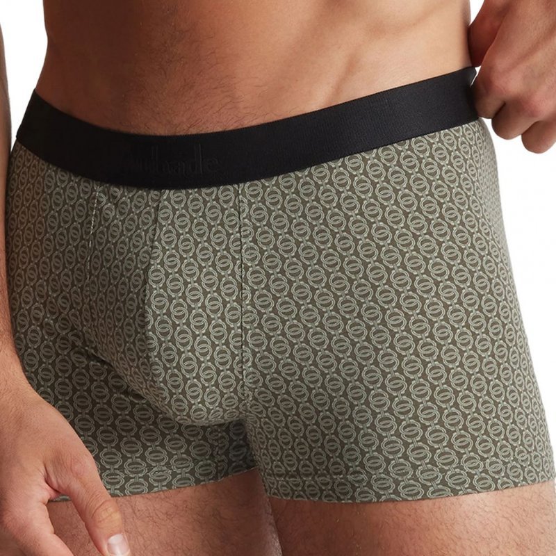 AUBADEMEN Lot de 2 Boxers Homme Coton Modal DUO MEKA Vert Noir