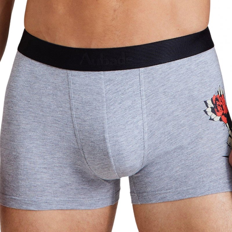 AUBADEMEN Boxer Homme Coton Modal TRUE Gris Noir