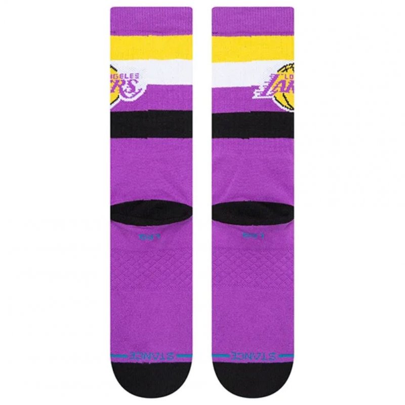 STANCE Chaussettes Homme Coton LAKERS ST CREW Violet Jaune NBA