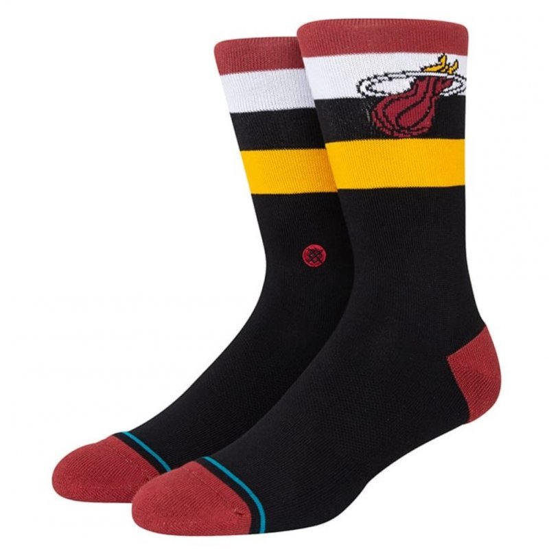 STANCE Chaussettes Homme Coton HEAT ST CREW Noir Bordeaux NBA