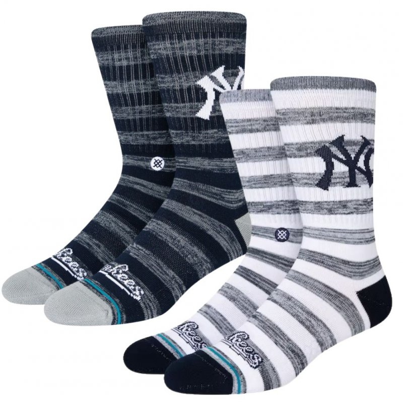 STANCE Lot de 2 paires de Chaussettes Homme Coton YANKEES TWIST 2 PACK Gris Blanc MLB