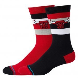 STANCE Lot de 2 paires de Chaussettes Homme Coton BULLS ST 2PACK Rouge Noir NBA