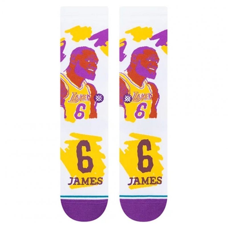 STANCE Chaussettes Homme Coton PAINT LEBRON Blanc Jaune Violet  NBA