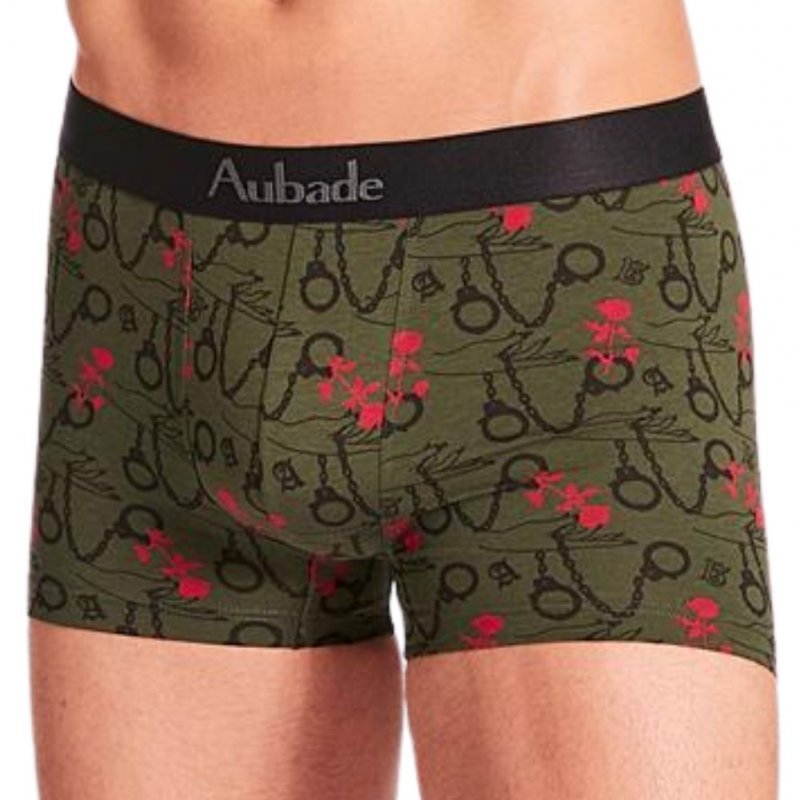 AUBADEMEN Lot de 2 Boxers Homme Coton Modal DUO HANK Vert Noir