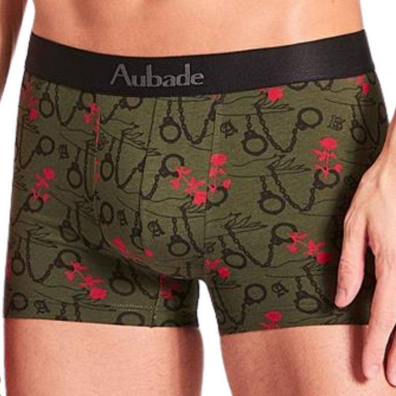 AUBADEMEN Lot de 2 Boxers Homme Coton Modal DUO HANK Vert Noir