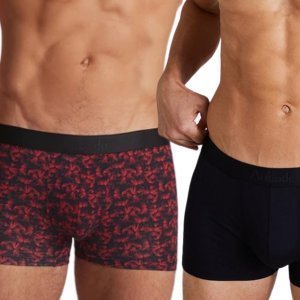 AUBADEMEN Lot de 2 Boxers Homme Coton Modal DUO BAMO Rouge Noir