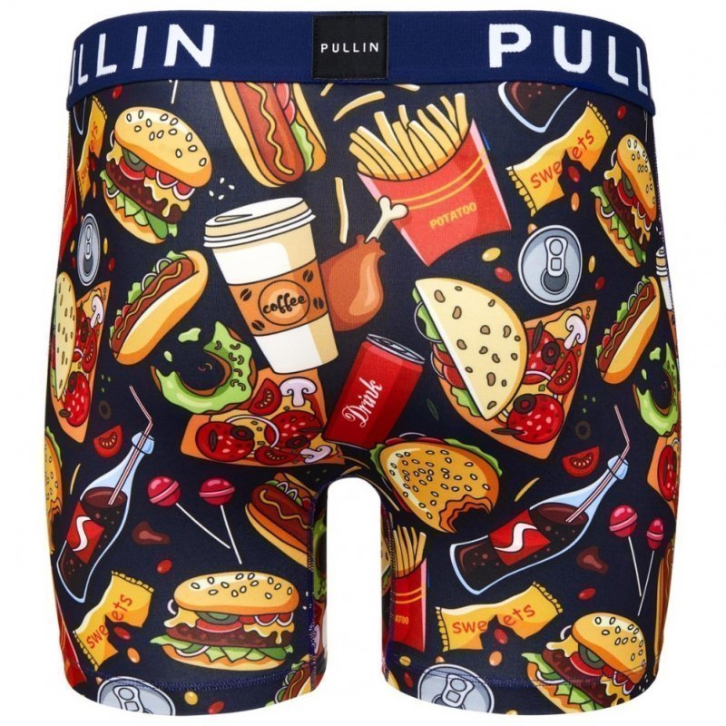 PULL IN Boxer Long Homme Microfibre FOODPORN Marine Multicolore