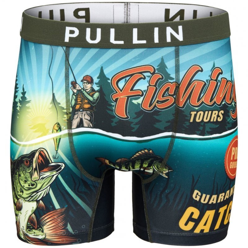 PULL IN Boxer Long Homme Microfibre GONEFISHING Bleu Vert