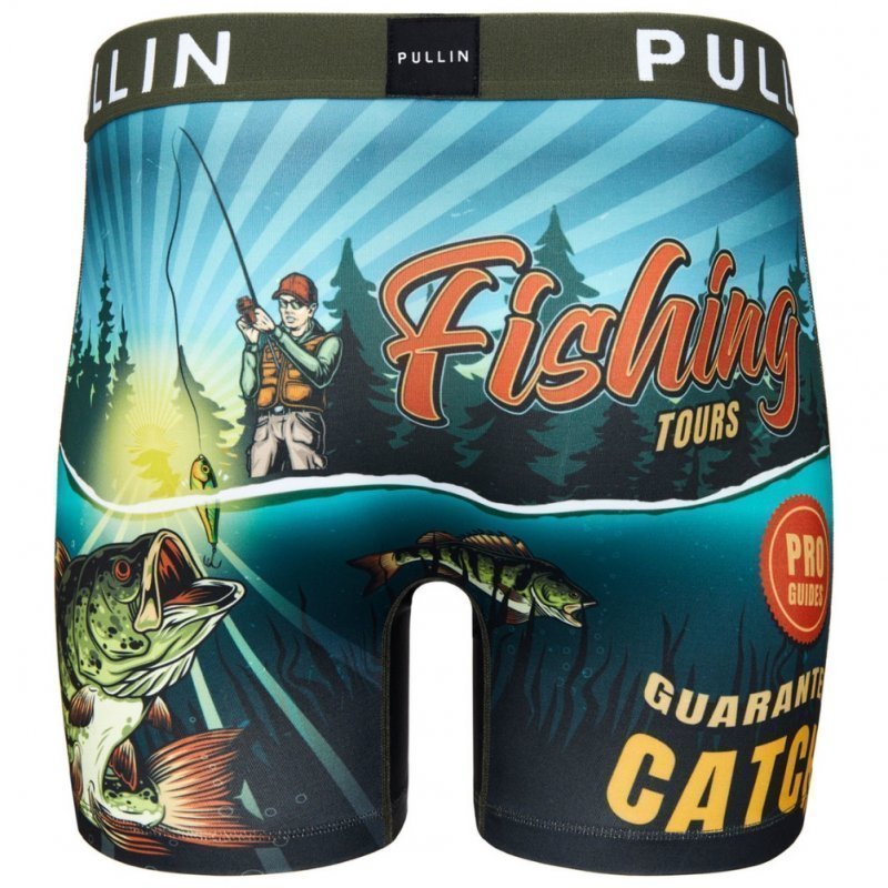 PULL IN Boxer Long Homme Microfibre GONEFISHING Bleu Vert