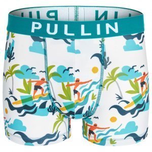 PULL IN Boxer Homme Microfibre ISLAND Blanc Cyan